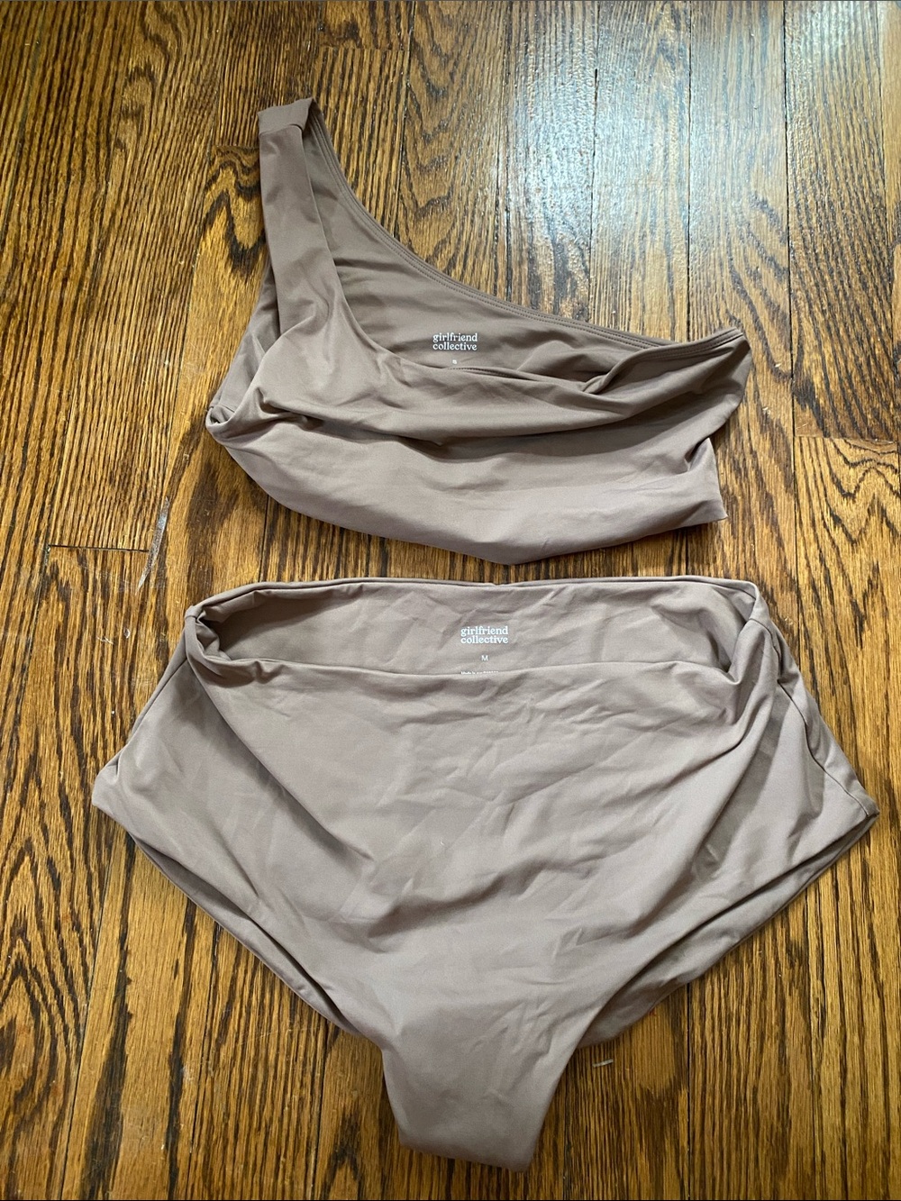 girlfriend collective Taupe Asymmetrical Bikini Set